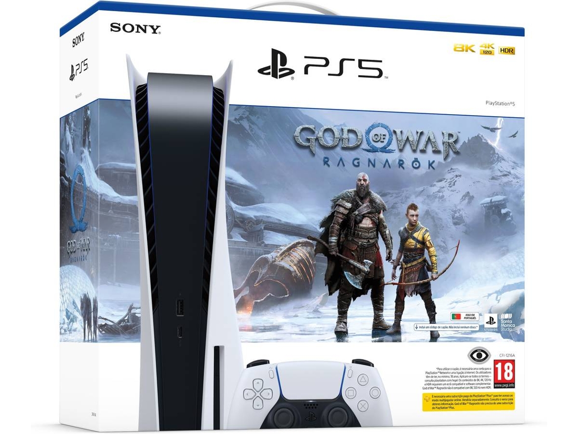 Consola PS5 (825 GB) + Jogo PS5 God Of War Ragnarök (Formato Digital) 